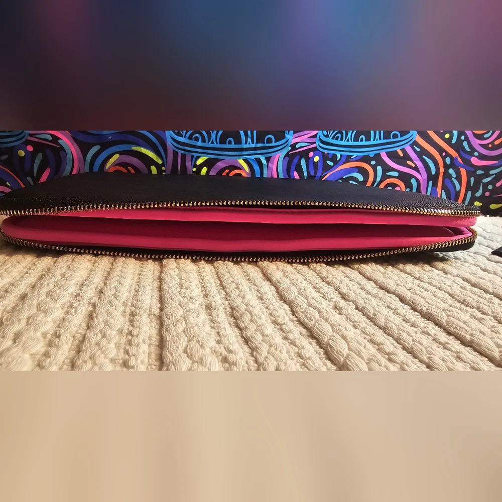 Kate Spade New York Zippered Black Saffiano Leather Laptop Sleeve